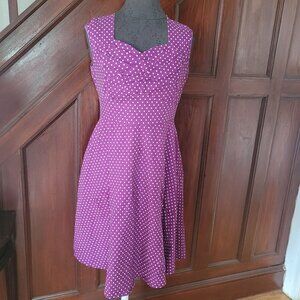 Vintage-Style Purple Polka Dot Dress Sleeveless A-Line XXL